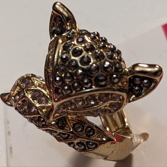 New Sparkling Black Gold & Light pink FOX Stretch Ring - Picture 4 of 15